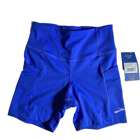 Brooks Women Size Small Method 5” Short Tights Bluetiful Wicking 4 Way Stretch - Picture 11 of 11